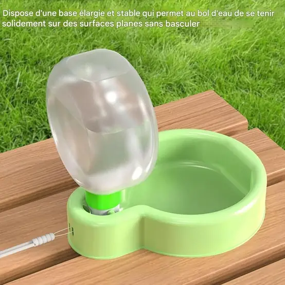 Gamelle D'eau Pour Chiens à Conception Spacieuse, Étanche & Polyvalente avec Lanière Verte - Lytech